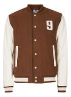 Topman Mens Toffee Brown Wool Blend Varsity Jacket