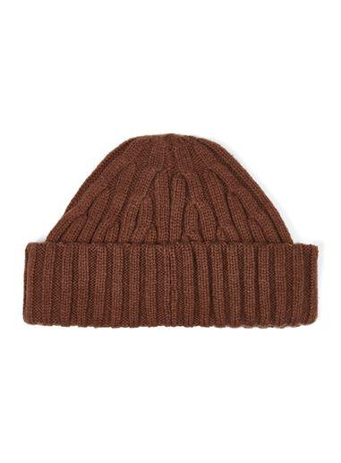 Topman Mens Brown Cable Mini Roll Beanie
