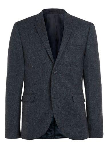 Topman Mens Blue Wool Blend Skinny Fit Blazer