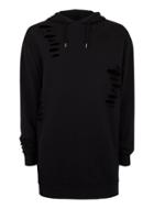 Topman Mens Black Extreme Ripped Oversized Hoodie