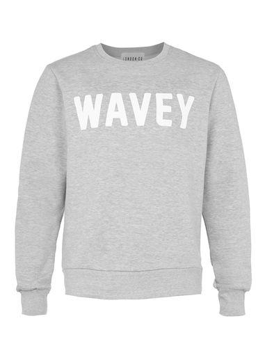 Topman Mens London Co. Grey Marl Wavey Slogan Sweatshirt*