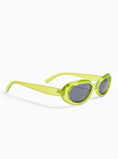 Topman Mens Yellow Crystal Oval Sunglasses