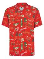 Topman Mens Red Hawaiian Short Sleeve Shirt
