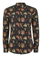 Topman Mens Black Floral Snake Print Muscle Long Sleeve Shirt