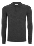 Topman Mens Grey Charcoal Gray Muscle Fit Merino Knitted Polo