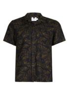 Topman Mens Black Banana Leaf Print Short Sleeve Casual Shirt