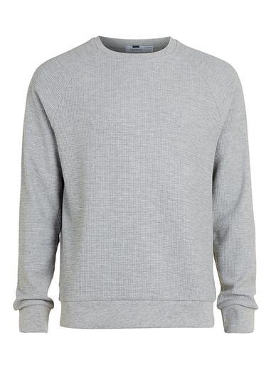 Topman Mens Grey Waffle Textured Sweatshirt