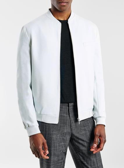 Topman Mens Grey Ice Green Jersey Bomber