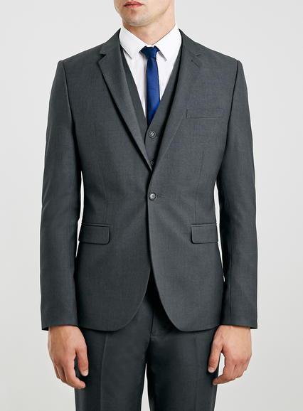 Topman Mens Mid Grey New Fit Grey Skinny Suit Jacket