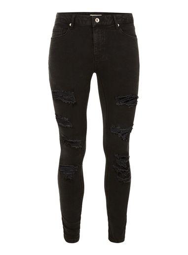 Topman Mens Black Extreme Ripped Spray On Jeans