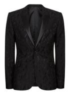 Topman Mens Black Jacquard Ultra Skinny Fit Suit Jacket