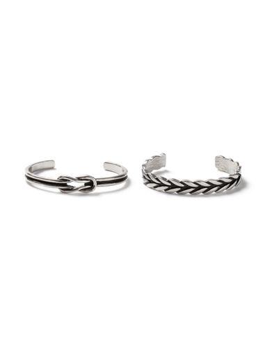 Topman Mens Brown Silver Twist Cuff Bracelet 2 Pack*