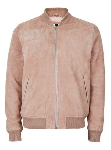 Topman Mens Pink Suede Bomber Jacket*