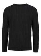 Topman Mens Black Ladder Rib Bagel Neck Sweater