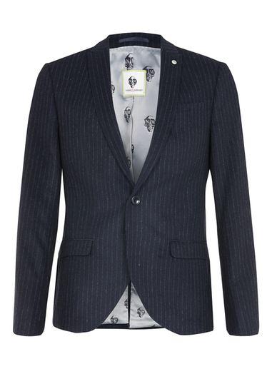 Topman Mens Blue Noose & Monkey Navy Stripe Wool Rich Suit Jacket