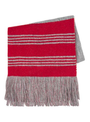 Topman Mens Grey Red And Gray Football Scarf