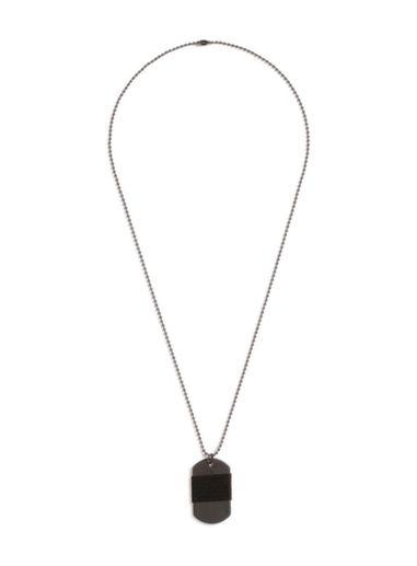 Topman Mens Black Fabric Wrap Dog Tag Necklace*