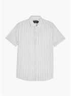 Topman Mens Light Grey And White Stripe Slim Shirt