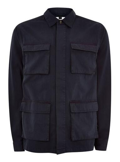 Topman Mens Khaki Navy Four Pocket Overshirt