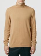 Topman Mens Brown Camel Slouch Neck Sweater
