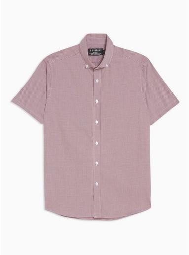 Topman Mens Burgundy Texture Slim Shirt