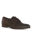 Topman Mens Brown Washed Leather Derby Shoes