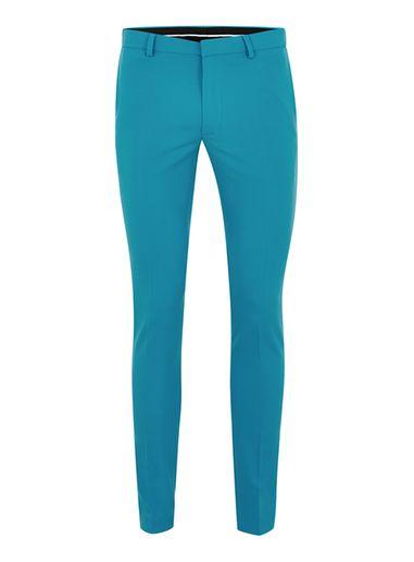 Topman Mens Bright Blue Spray On Suit Pants