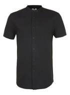 Topman Mens Black Oxford Stand Collar Casual Shirt