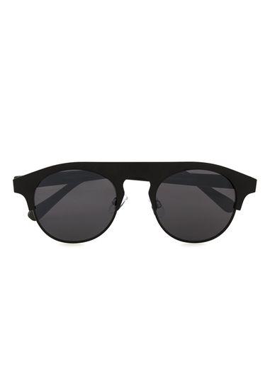 Topman Mens Matte Black Round Bar Sunglasses