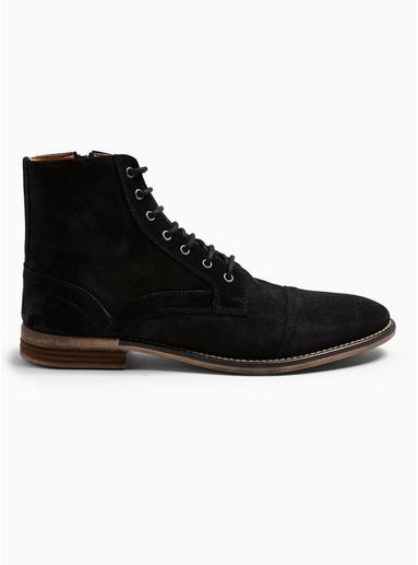 Topman Mens Black Suede Sarge Boots
