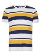 Topman Mens Yellow And Navy Stripe T-shirt