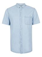Topman Mens Light Wash Blue Short Sleeve Denim Shirt