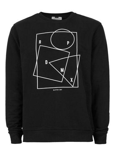 Topman Mens Black Rapid Print Sweatshirt