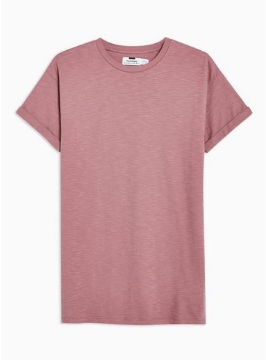 Topman Mens Pink Burgundy Slub Roller T-shirt