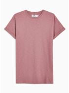 Topman Mens Pink Burgundy Slub Roller T-shirt