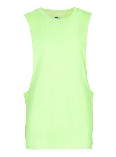 Topman Mens Neon Green Extreme Cut Tank Top