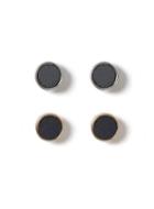 Topman Mens Grey And Navy Faux Leather Inlay Stud Earrings*