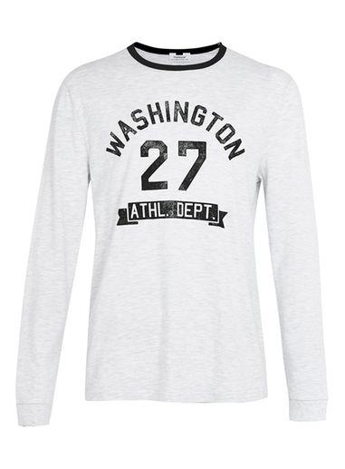 Topman Mens Grey Washington Long Sleeve Ringer T-shirt