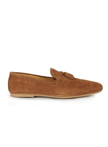 Topman Mens Brown House Of Hounds Tan Embossed Leather Tassle Loafers