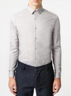 Topman Mens Mid Grey Grey Long Sleeve Stretch Smart Shirt