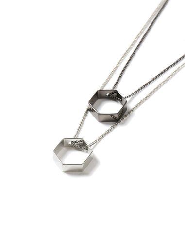 Topman Mens Multi Mixed Metal Two Row Hexagon Necklace*