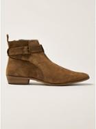 Topman Mens Brown Tan Suede Trail Buckle Boots