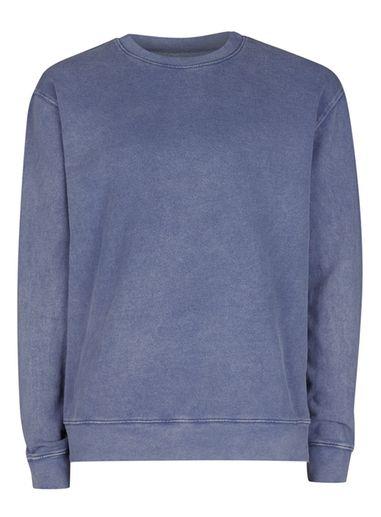 Topman Mens Washed Blue Denim Sweatshirt