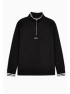 Topman Mens Signature Black Printed Funnel Neck Long Sleeve Top