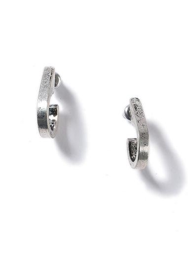 Topman Mens Antique Silver Look Curved Hoop Earrings*