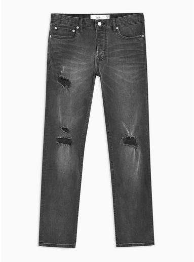 Topman Mens Black Ripped Slim Jeans