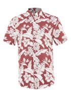 Topman Mens Red And White Hawaiian Print Short Sleeve Casual Shirt