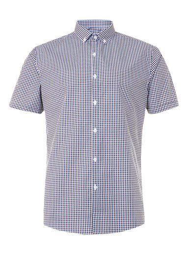 Topman Mens Red Short Sleeve Gingham Shirt