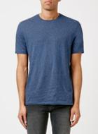Topman Mens Blue Navy Textured Slim Fit T-shirt