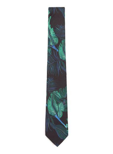 Topman Mens Black Tropical Print Liberty Fabric Tie